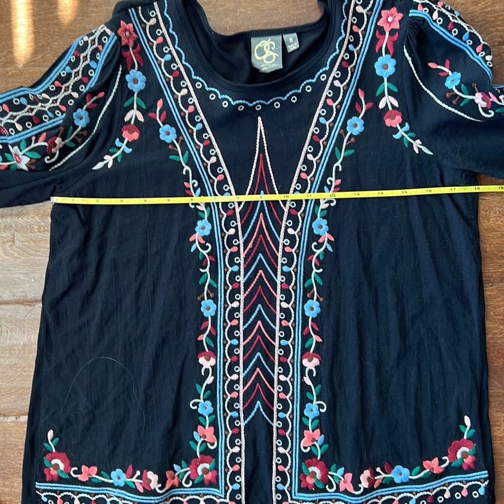 Anthropologie Black Embellished Long Sleeve Blouse - Picture 7 of 11
